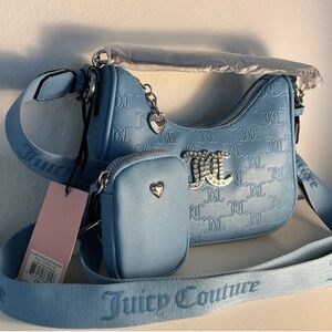 Juicy Couture Light Blue Embossed Shoulder Bag Set